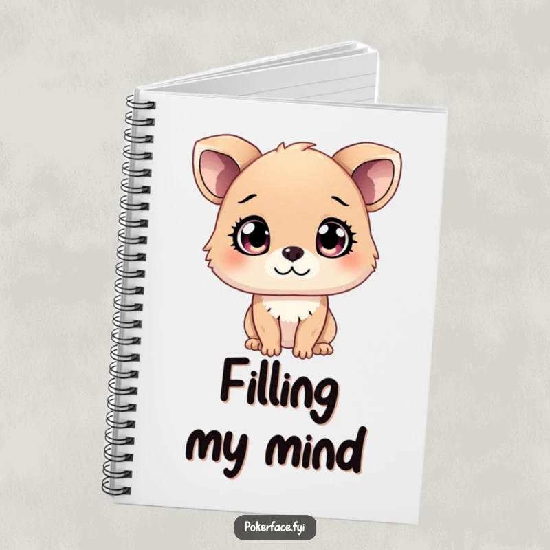 Funny Notebook with a curious animal character, ready to record intriguing thoughts and questions, a perfect funny gift for journaling.