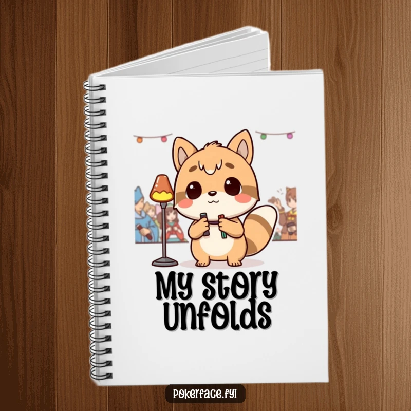 Funny Notebook with a detached animal character, ready to record observations with a neutral expression, a perfect funny gift for journaling.