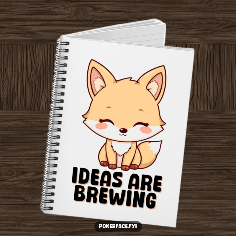 Funny Fox Notebook with a neutral character's mild, unchanging face, perfect for journaling and note-taking with subtle humor.