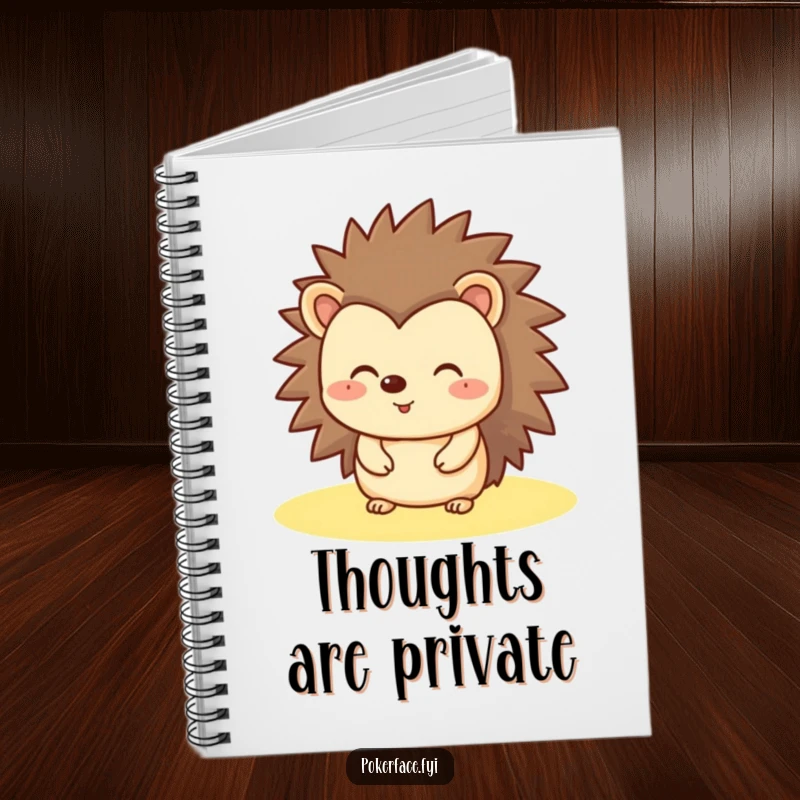 Funny Hedgehog Notebook with a happy hedgehog that has a flat, unchanging expression, great for humorous note-taking.