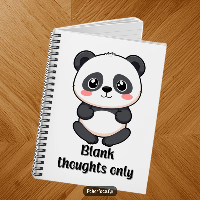 Funny Panda Notebook with a panda character, perfectly neutral expression, ideal for calm journaling, a perfect funny gift.