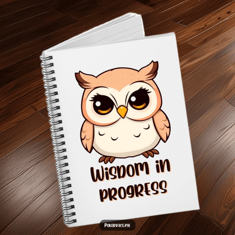 Funny Owl Notebook featuring a placid character with a fixed, unwavering gaze, perfect for writing, journaling, and adding thoughtful humor.