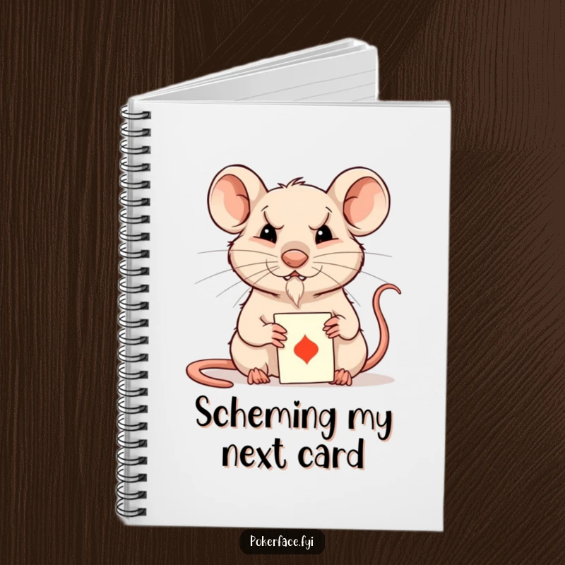 Funny Rat Notebook: Composed rat playing cards with an unreadable expression, inspiring secret note-taking.
