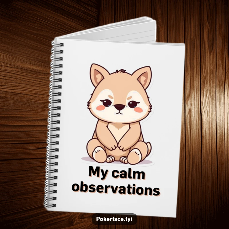 Funny Notebook with a stoic animal sitting with folded paws, perfect for capturing calm and composed notes, a useful gift.