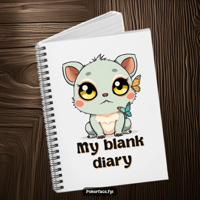 Funny Staring Creature Notebook: Creature with large eyes watching a butterfly, ideal for writing funny and calm observations.