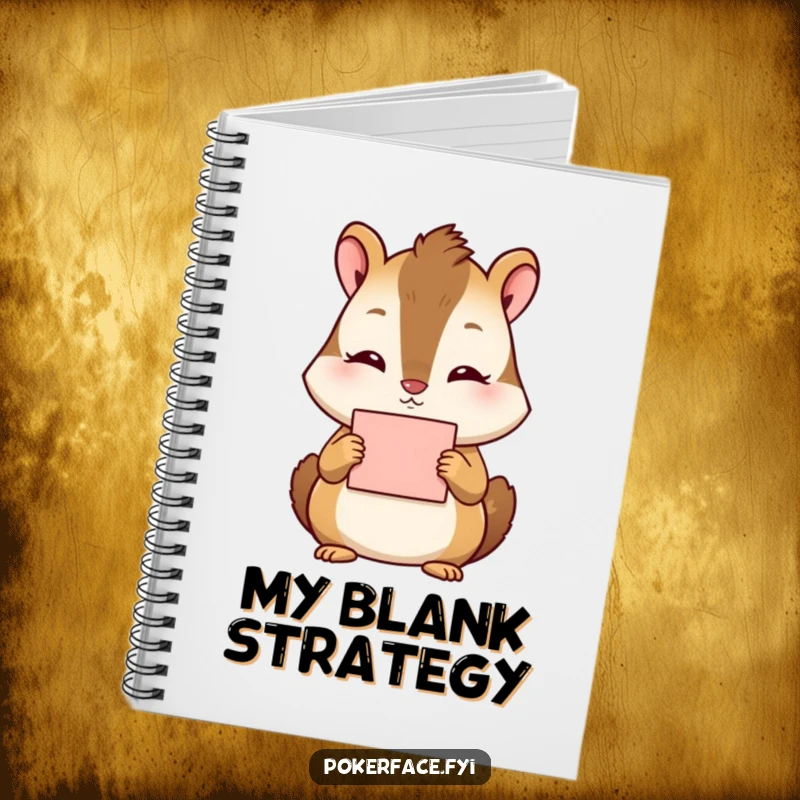 Funny Chipmunk Notebook: Tranquil chipmunk with no discernible emotion holding a card, encouraging calm journaling.