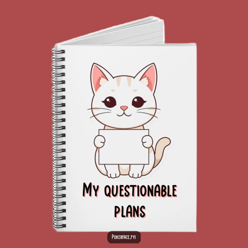 Funny Kawaii Cat Notebook - Jot Down Mysteries with a Neutral Face