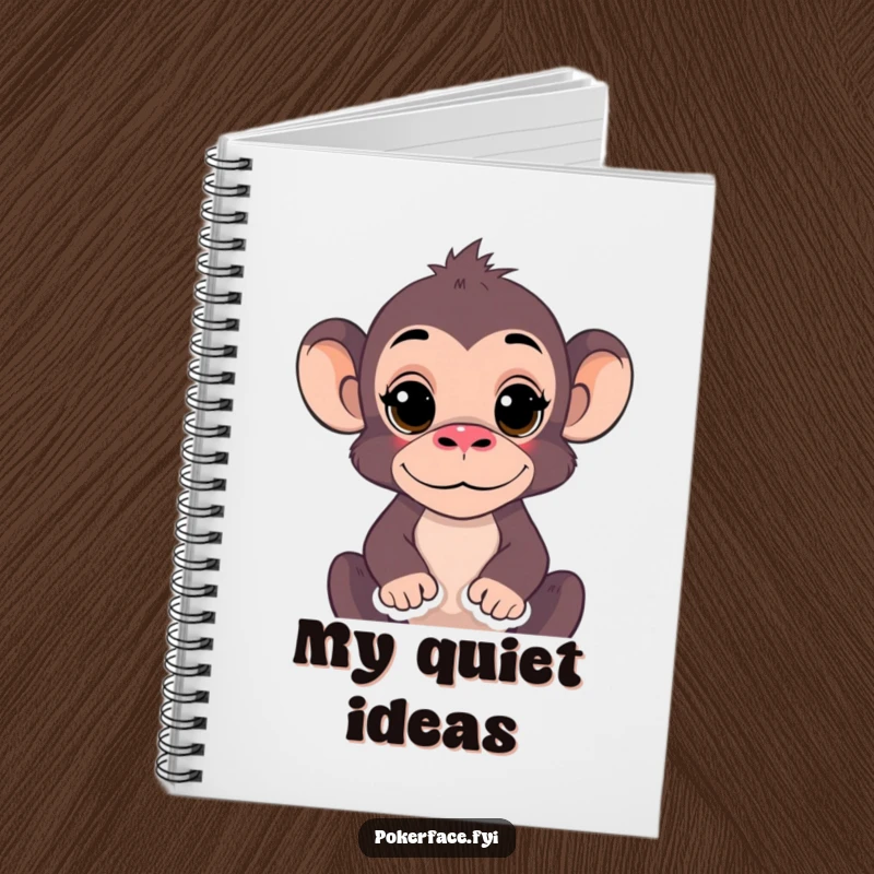 Funny Monkey Notebook with a monkey's completely still expression, perfect for writing with hilarious zen-like calm, ideal for organized thinkers and gift.