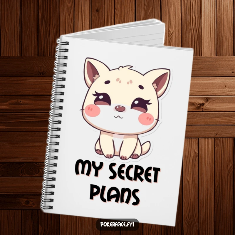 Funny notebook with an animal character giving a subtle, mysterious wink, perfect for jotting down thoughts with playful secrecy.