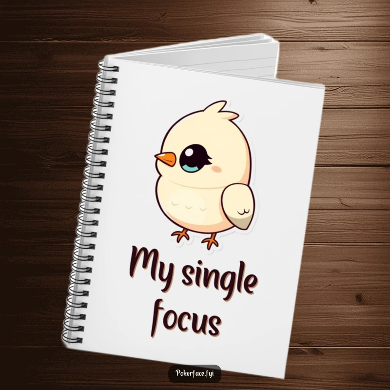 Funny Bird Notebook with a bird’s single, unblinking eye, perfect for writing with hilarious focus and an observant style, ideal for thinkers and gift.
