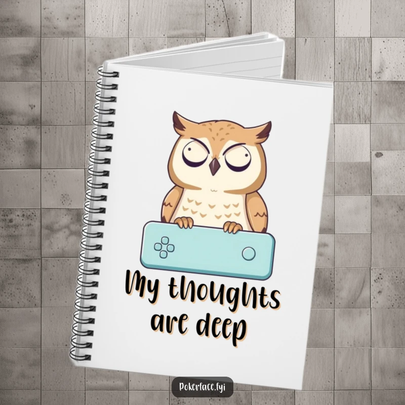Funny Notebook: An owl character with a blank face observing a game, perfect for journaling and funny gifts.