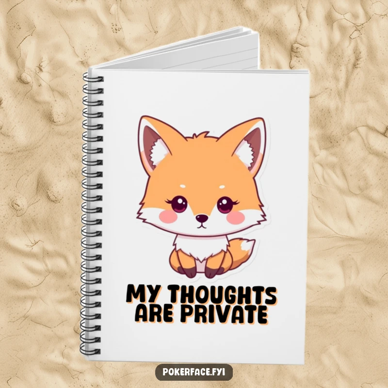 Funny impassive fox notebook featuring a stoic fox with a neutral expression, ideal for note-taking.