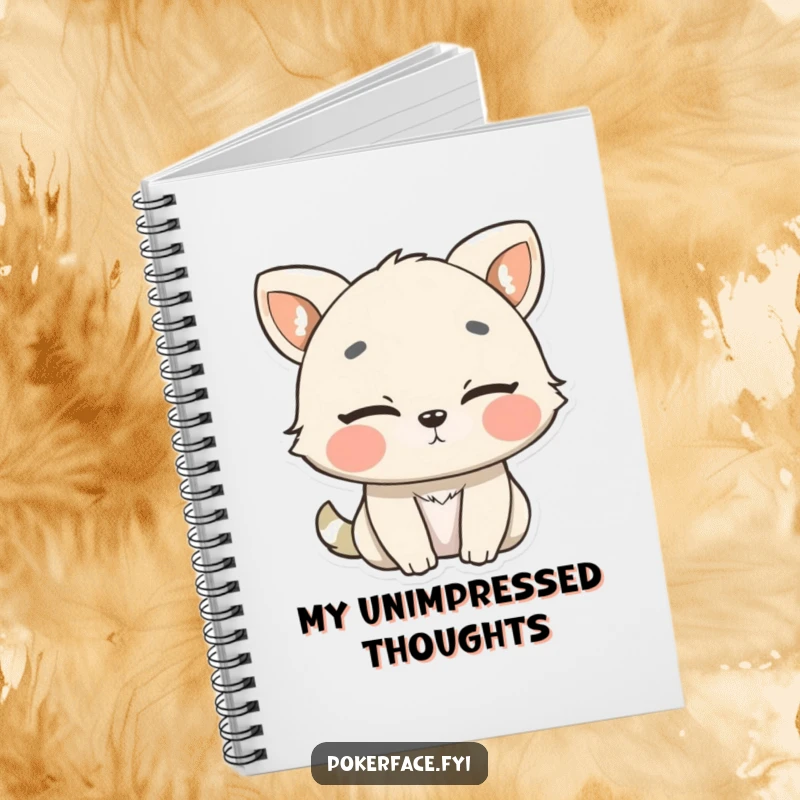Funny Notebook with an animal blinking slowly, showing no surprise, perfect for capturing calm and composed notes, a useful gift.