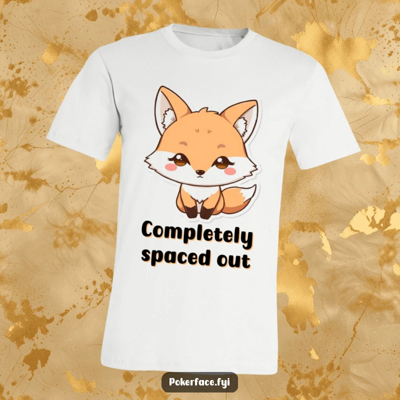 Funny T-Shirt: Fox character with a blank stare and wide eyes, captured in a moment of humorous, wide-eyed surprise.