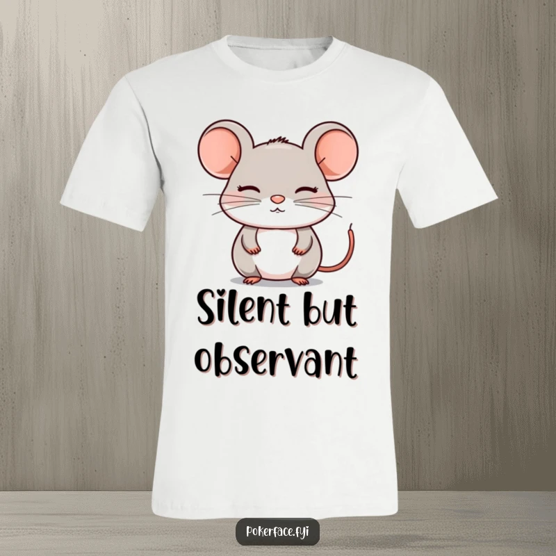 Funny T-Shirt: A composed mouse character with a perfectly still, emotionless face, conveying serene self-control.