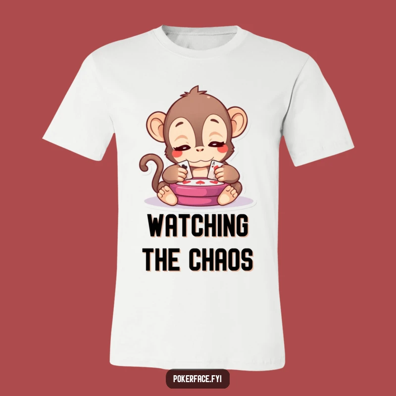 Funny Kawaii Monkey T-Shirt - Serene Observer for Game Night Humor