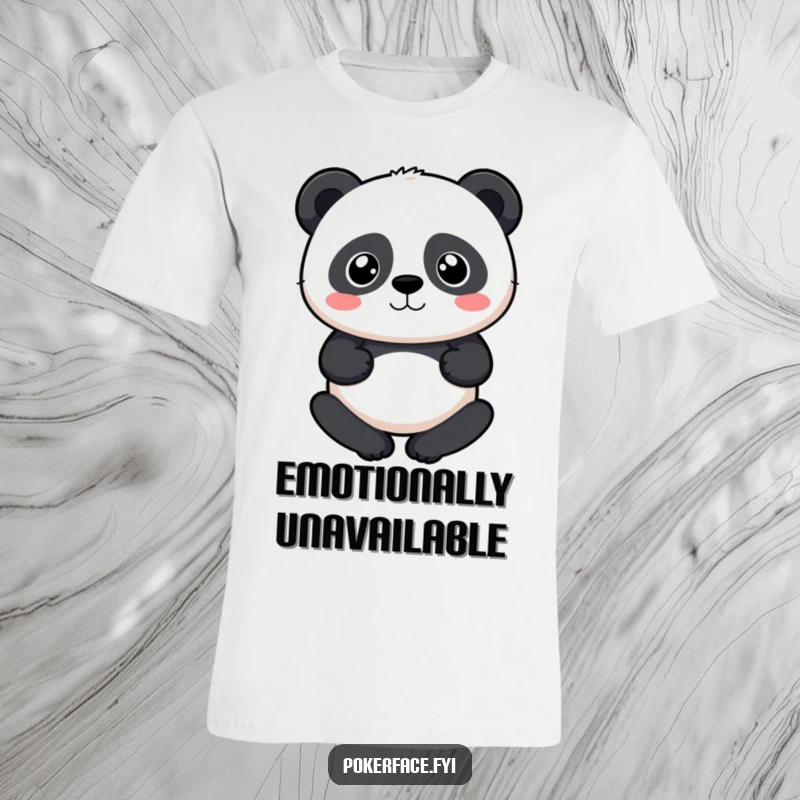 Funny Panda T-Shirt with a panda character, perfectly neutral expression, conveying zen calm and detachment, a perfect funny gift.