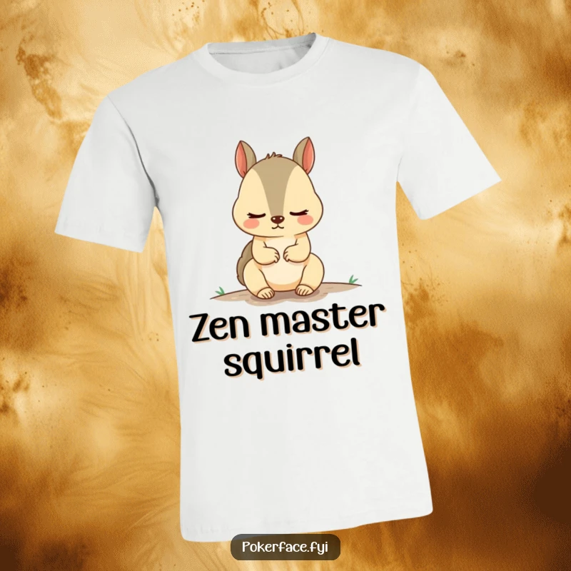 Funny Squirrel T-Shirt with an unnervingly calm squirrel, showcasing a stoic expression and radiating hilarious chill vibes as a perfect gift.