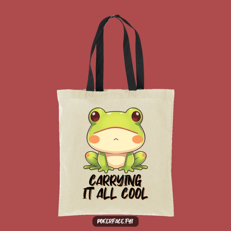 Funny Frog Tote Bag: Impassive Amphibian Style, Perfect Gift for Humor!