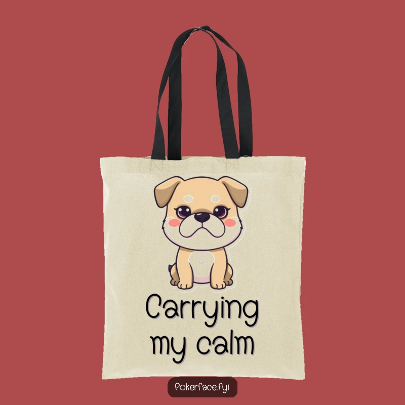 Funny Stoic Dog Tote Bag, Hilarious Neutral Face Canine Accessory