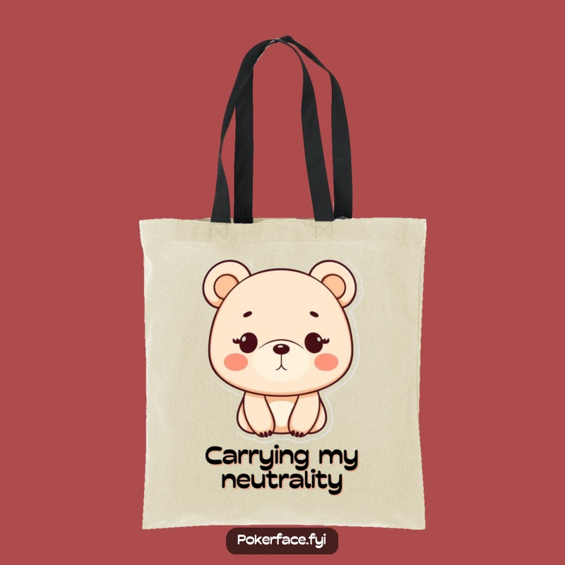 Funny Monotone Bear Tote Bag - Stoic Character Carry-All, Great Funny Gift for Everyday Errands