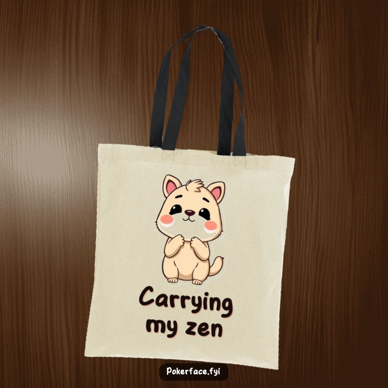 Funny Tote Bag illustration of an animal holding its breath, displaying zero emotion, a humorous accessory choice.