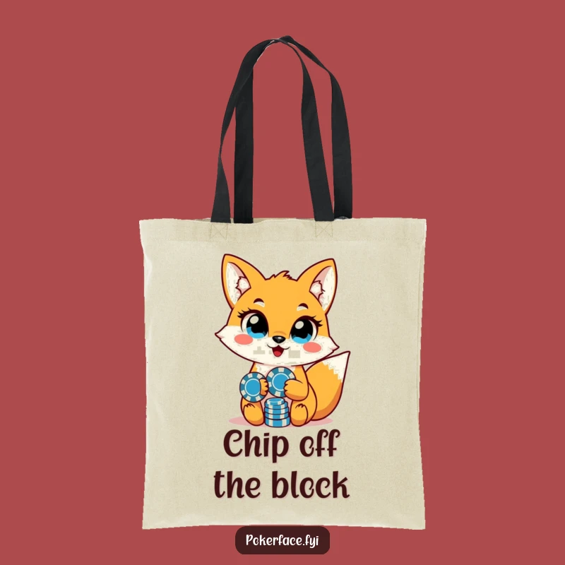 Funny Fox Poker Tote Bag: Unwavering Eyes & Chips - Carry Your Winnings Funny Gift!