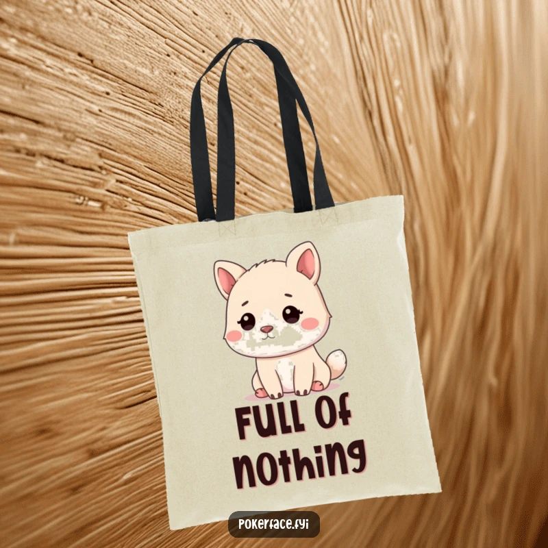 Funny calm animal tote bag designed with a pet’s empty, blank stare, conveying a message of utter peace.
