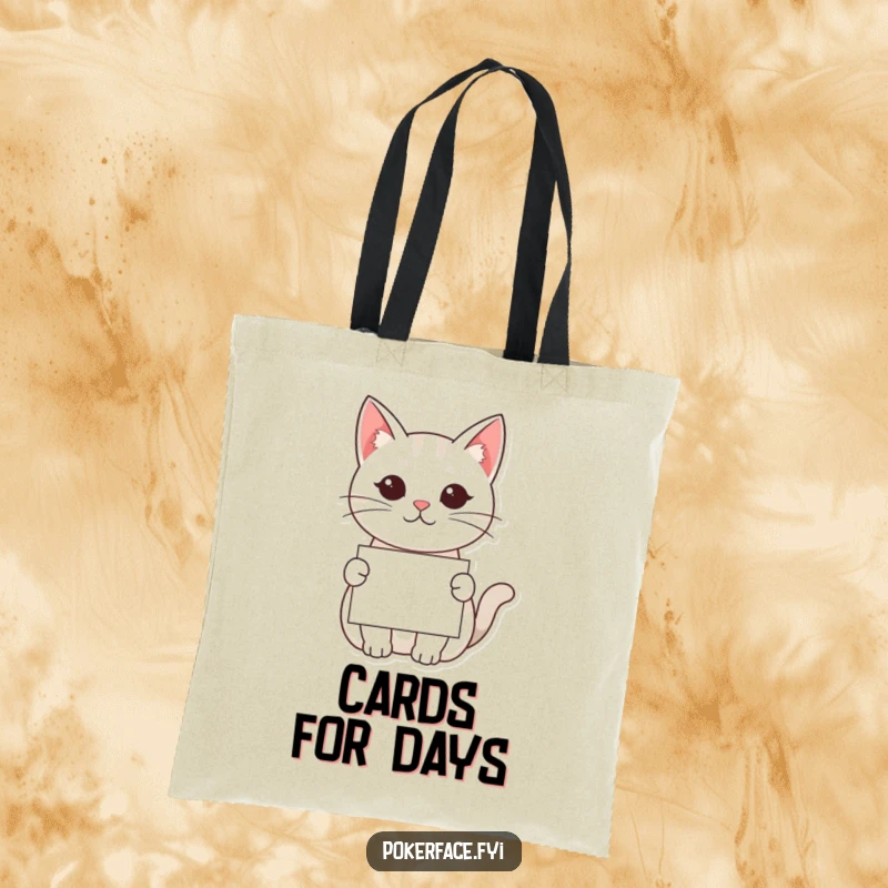 Funny Kawaii Cat Tote Bag: A kawaii cat with a neutral face offering a card, making this a stylish and humorous tote for everyday use.
