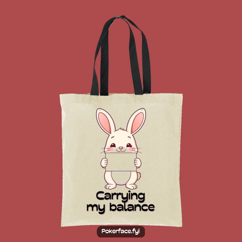 Funny Rabbit Symmetry Tote Bag: Balanced Card Carrier, a Hilarious Gift for Organization