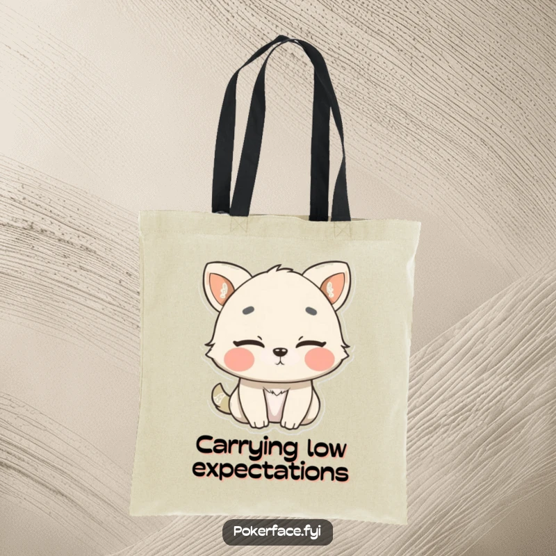 Funny Tote Bag illustration of an animal blinking slowly, signifying no surprise, a humorous and practical accessory.