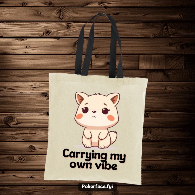 Funny Tote Bag featuring a stoic animal character looking impassively at the world, great for a stylish funny gift.