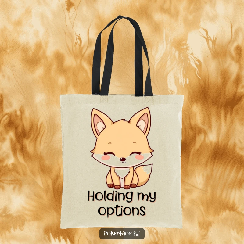 Funny Fox Tote Bag depicting a neutral character with a mild, unchanging face, ideal for shopping and daily use.