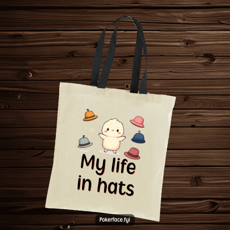 Funny Juggling Creature Tote Bag: Fluffy creature juggling hats, designed for carrying essentials and funny life moments.